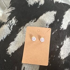 Fashion Jewelry Pink and Gold Ladybug Earrings
